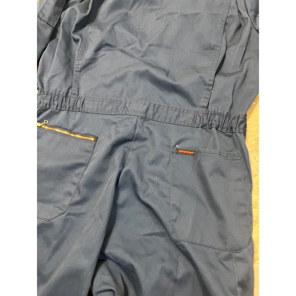 Dickies Coverall Mens 44 Navy Blue Workwear Utility Jumpsuit Long Sleeve - Picture 9 of 10